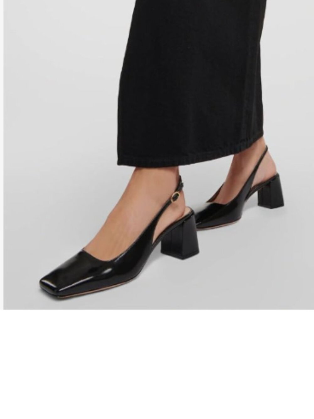 FOWT Black Women Square Toe Slip on Pumps Chunky Heel Slingbacks Formal Shoes